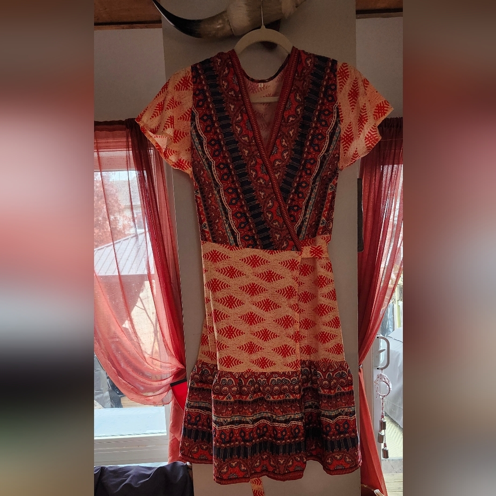 Cute colorful wrap around dress